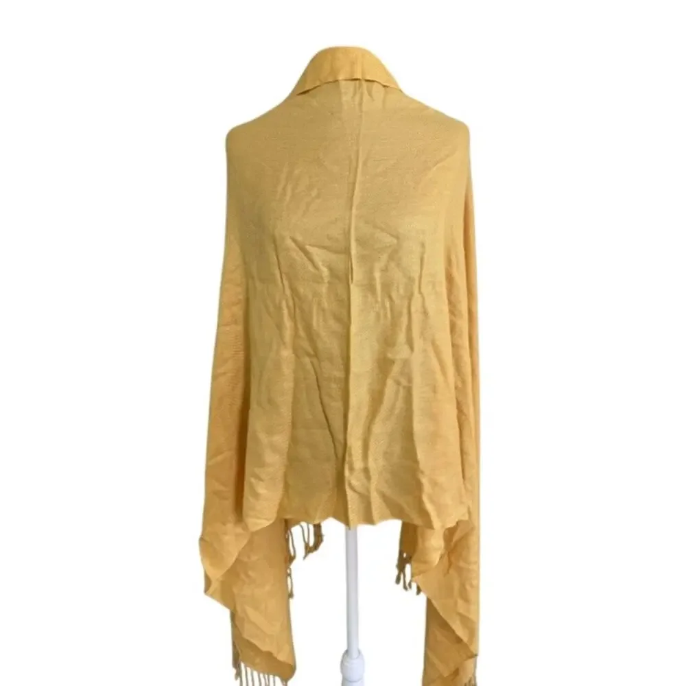 Pashmina Scarf Shawl Yellow Silk Blend Tassel Fringe Wrap Soft Quiet Luxury